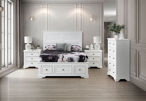 white chanelle bedroom suite.